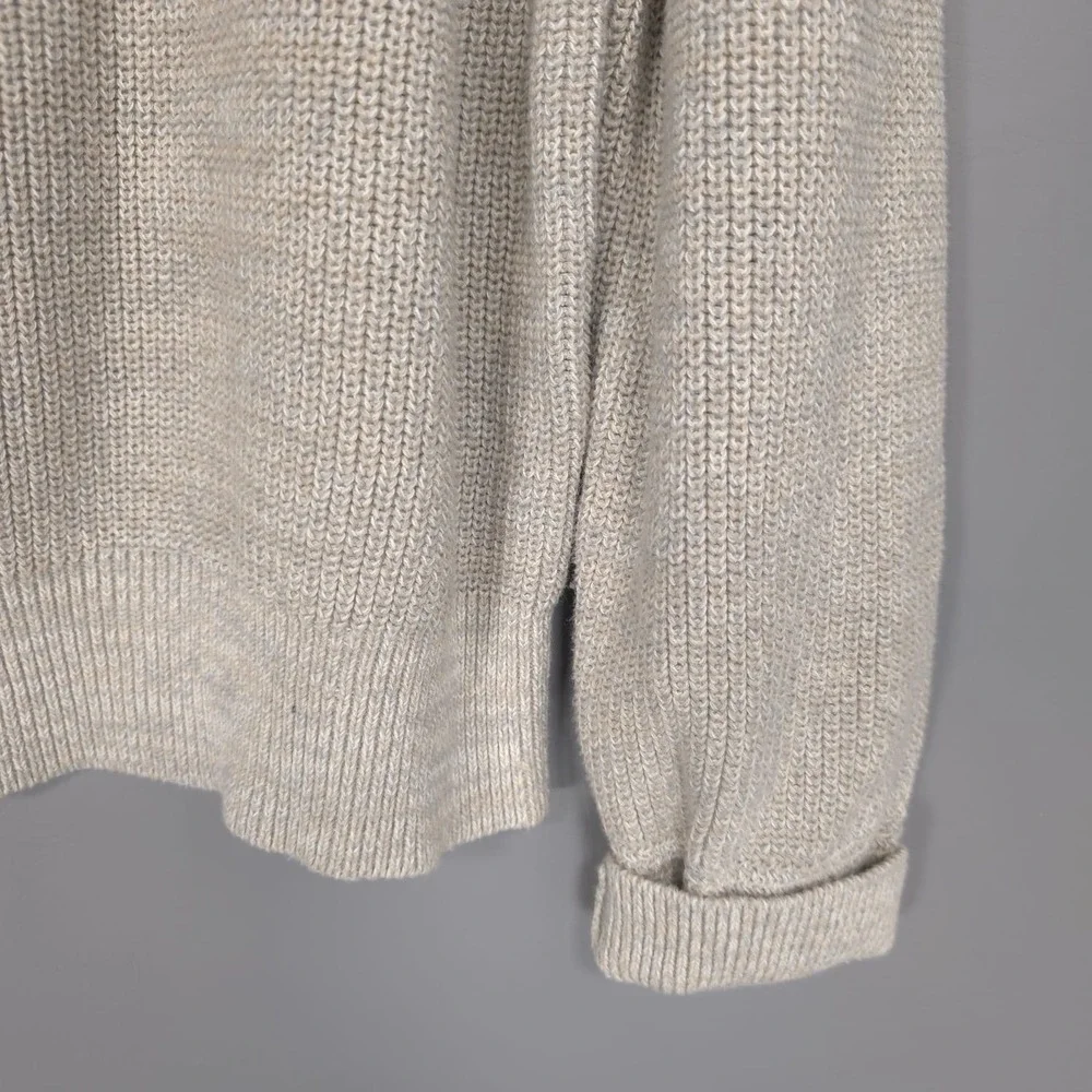 J. Peterman Men's Beige Marled Knit 100% Cotton Sweater LARGE Crewneck Fisherman